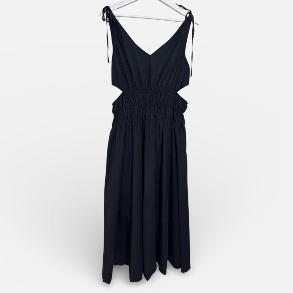 &Merci Cut Out Elegant Black Sleeveless Maxi Midi Dress Large